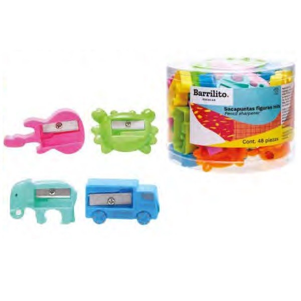 SACAPUNTAS PLAST. SENCILLO MIX COL SURT. SK8198 BOTE C48PZA